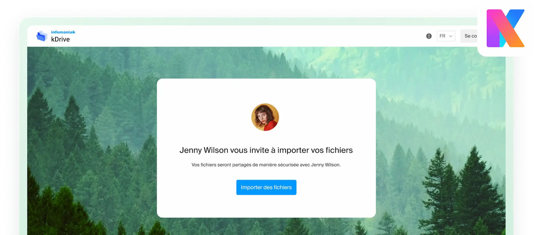 Interface SwissTransfer pour importer des fichiers