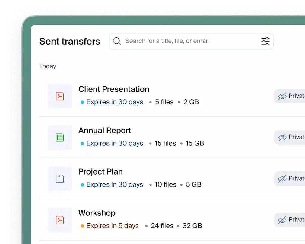 Interface du menu de gestion des envois