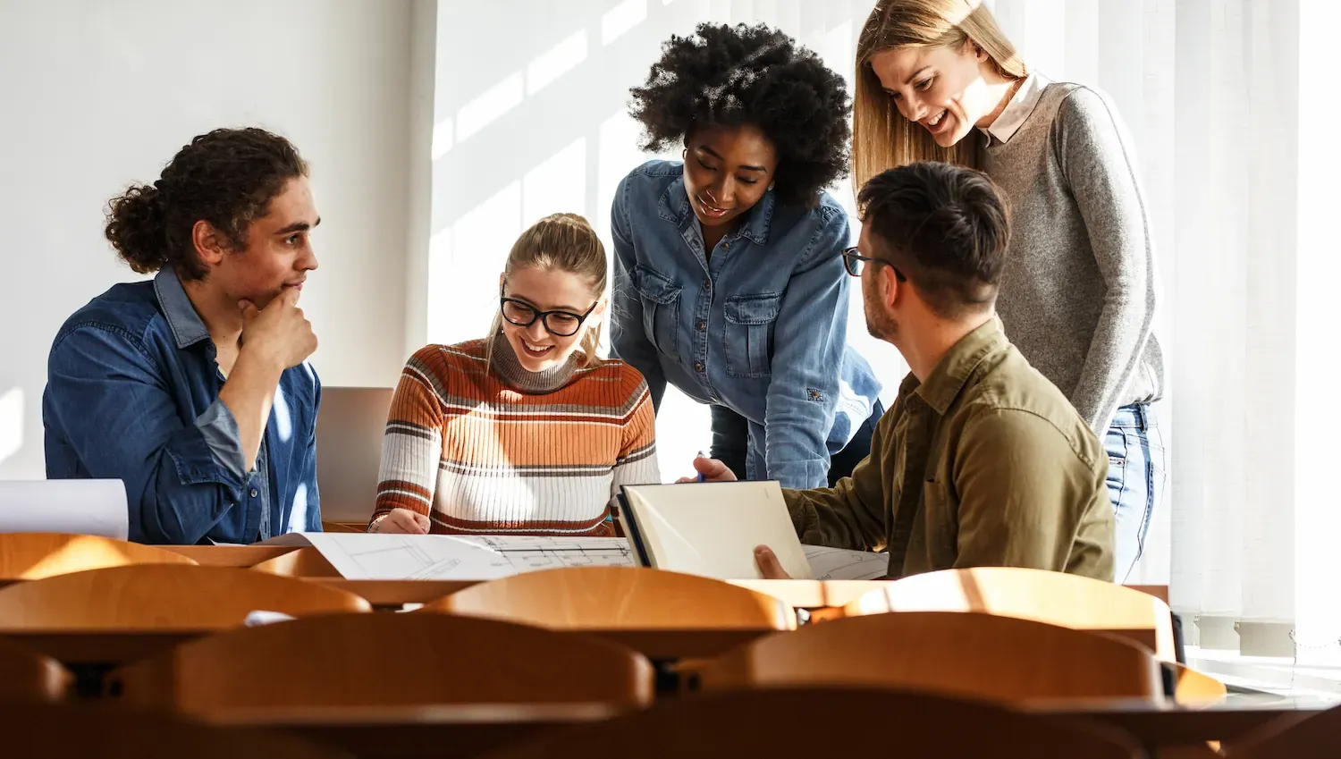 A group of students studying together.