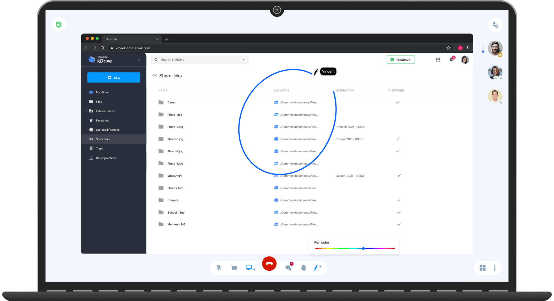 Illustration of on-screen drawing feature