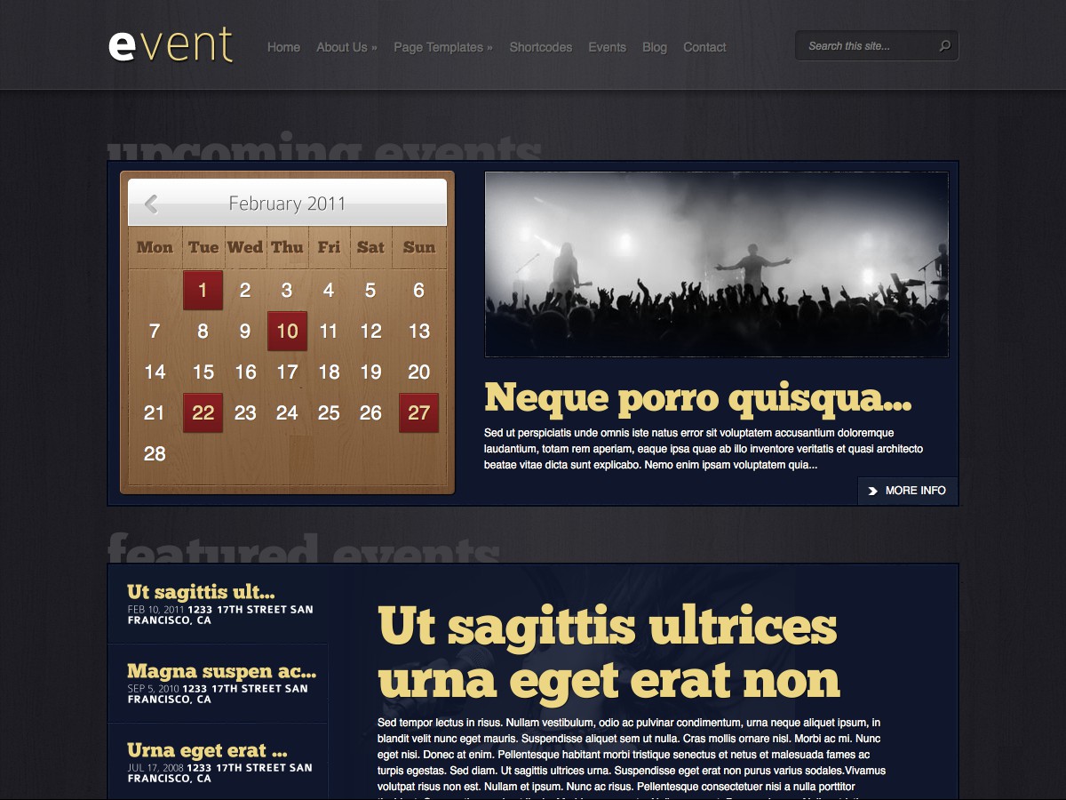 Event theme. Плагин wp events&places.